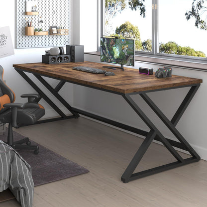 Schreibtisch 180cm Schwarze Eiche mit Metallrahmen für Home Office
