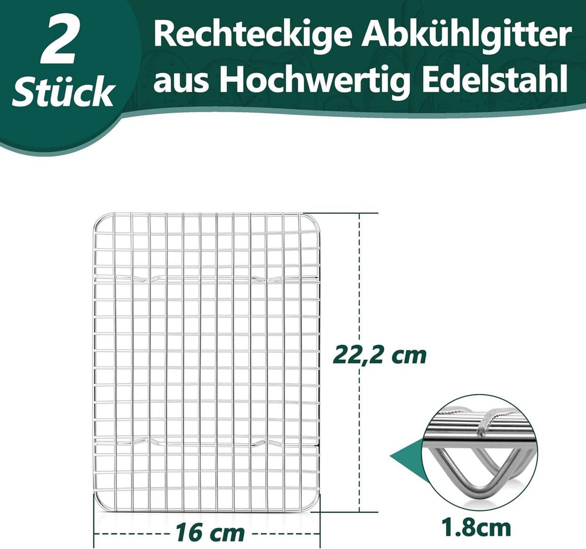 Homikit Abkühlgitter Set Edelstahl Backgitter 22,2x16cm