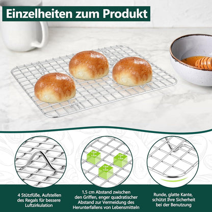 Auskühlgitter Edelstahl Set für Backen & Kühlen 22,2x16x1,8cm