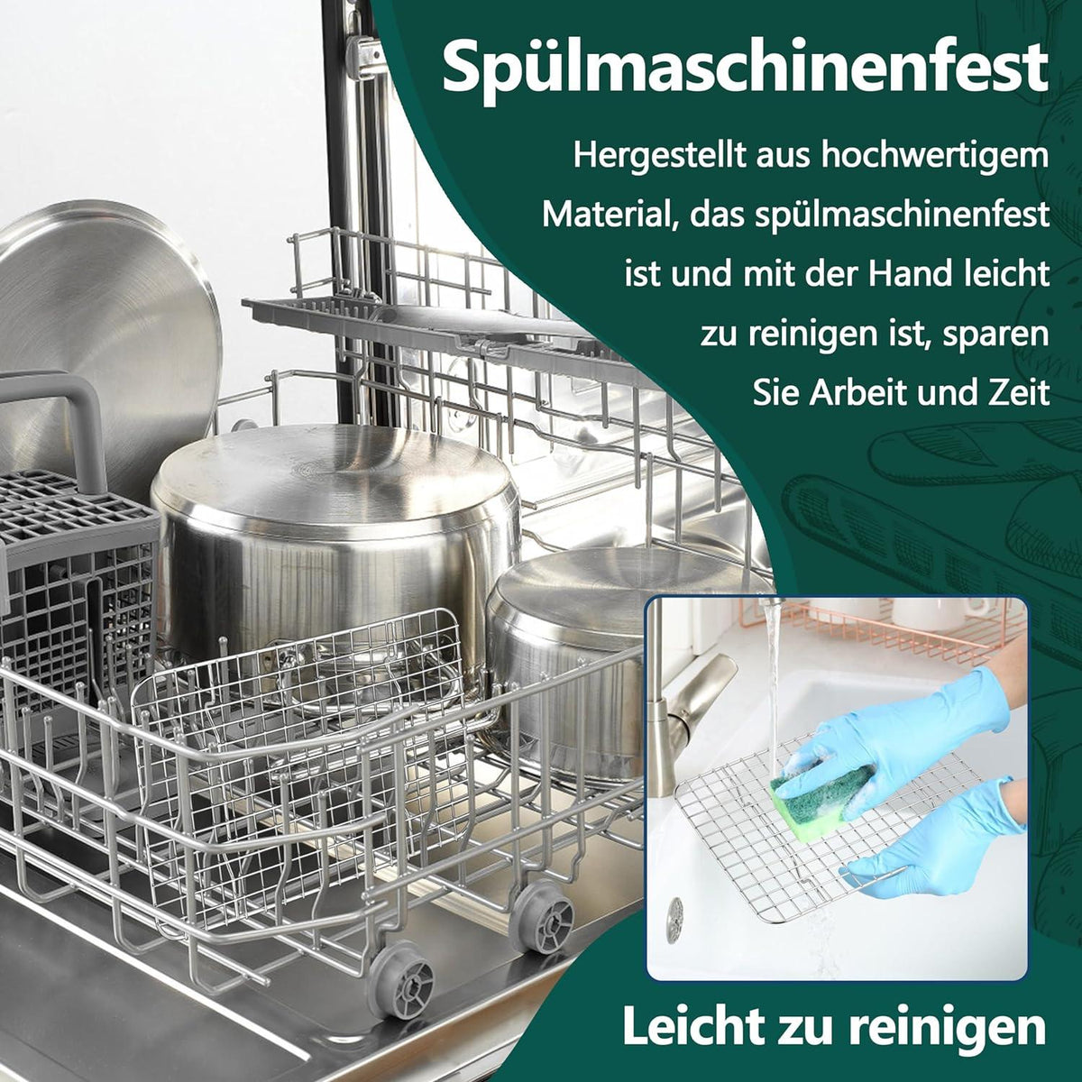 Homikit 2er Set Edelstahl Abkühlgitter 22,2x16x1,8cm Spülmaschinenfest
