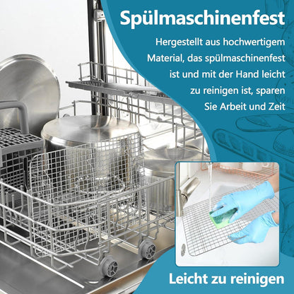 Homikit Edelstahl Abkühlgitter Set groß 42x29,3cm 2 Stück