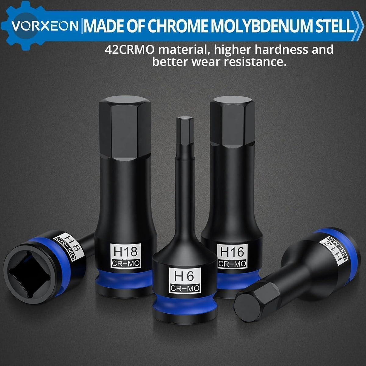 10-teiliges Schlagschrauber-Stecknuss-Set 1/2" Antrieb Innensechskant 5-19mm mit Koffer