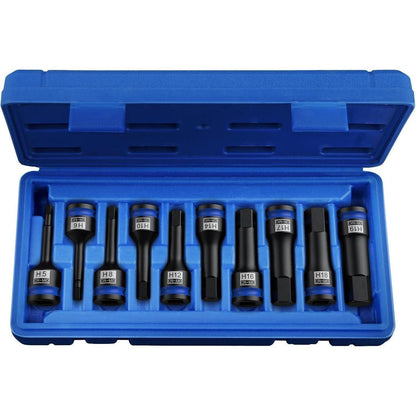 10-teiliges Schlagschrauber-Stecknuss-Set 1/2" Antrieb Innensechskant 5-19mm mit Koffer