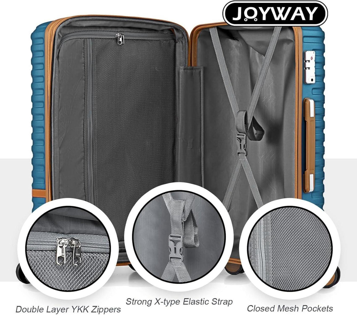 Joyway Koffer Reisekoffer ABS Hartschalen Trolley Set TSA 4 Rollen Handgepäck