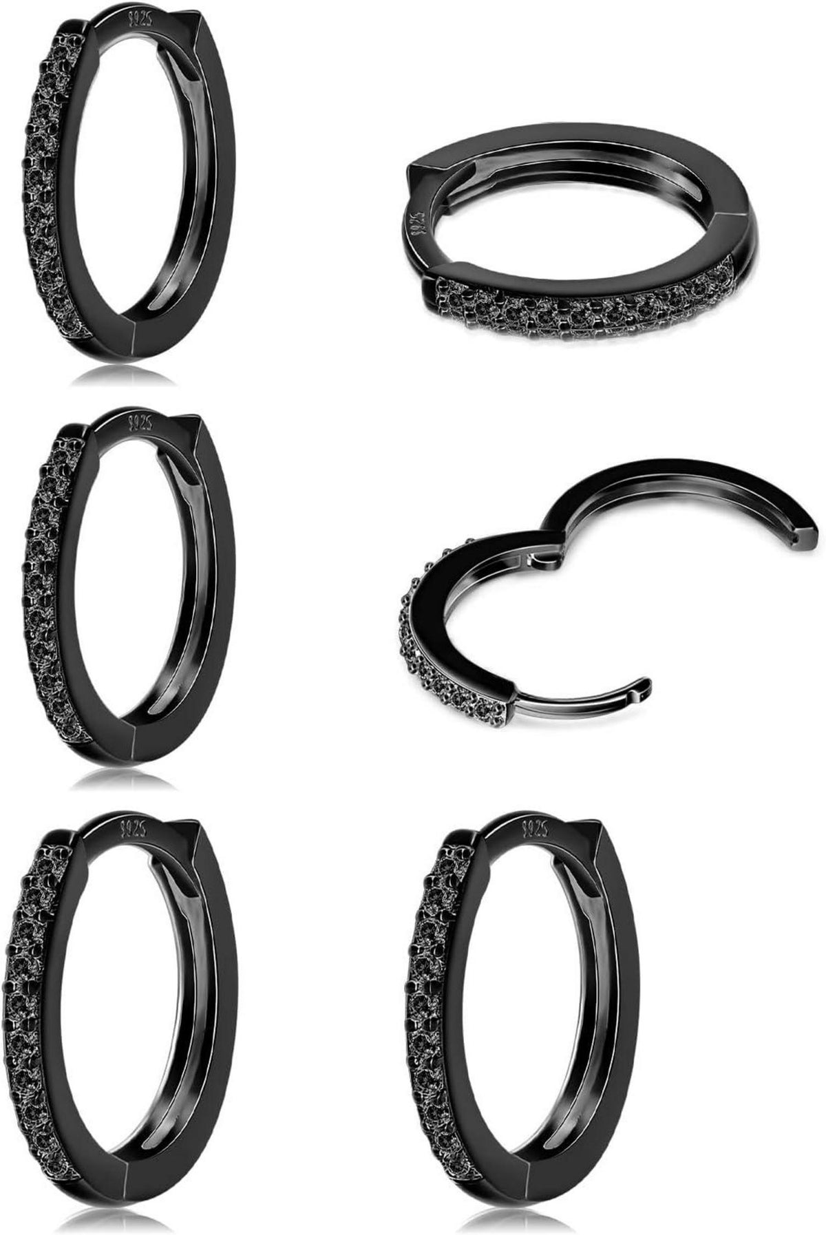 Silber Gold Creolen Set mit Zirkonia Schmuck 925 Silber 8/10/12mm