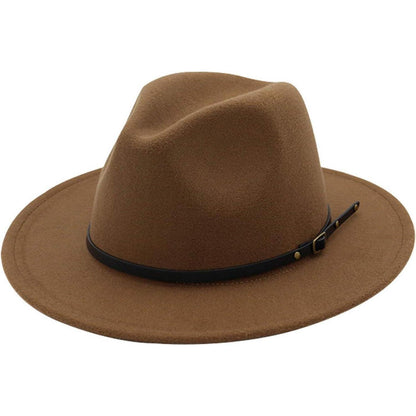 Damen Fedora Hut mit breiter Krempe, Camel
