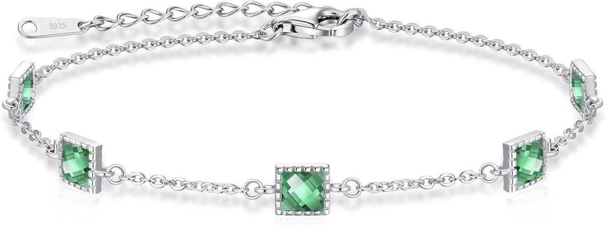 Geburtsstein Armband Silber 925 Zirkonia Verstellbar Damen Gerschenk