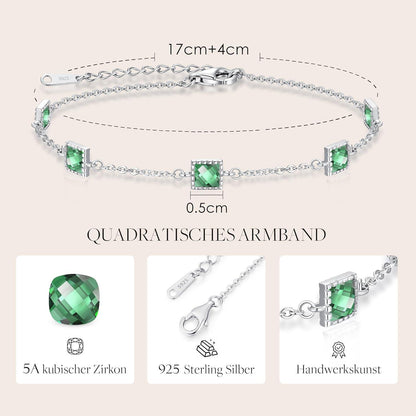 Geburtsstein Armband Silber 925 Zirkonia Verstellbar Damen Gerschenk