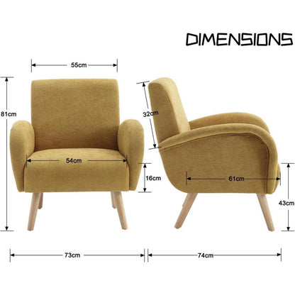 Chenille Loungesessel Gelb – Bequemer Ohrensessel für Wohnzimmer