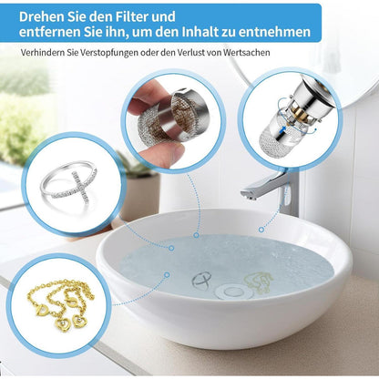 2x Waschbeckenstöpsel Edelstahl mit Haarsieb, 34-40mm