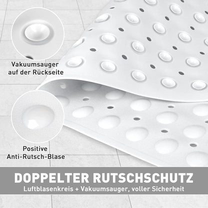 Rutschfeste Eckduschmatte 70x70 cm mit Saugnäpfen & Abfluss