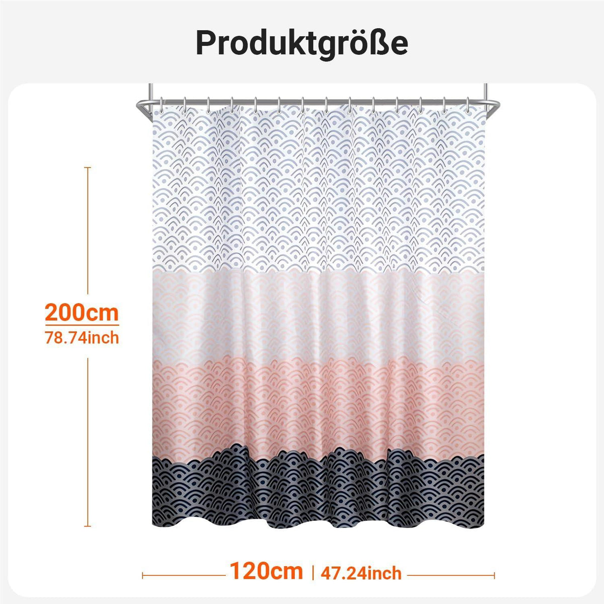 Duschvorhang Blume 120x200cm Antischimmel Textil Wasserdicht Polyester