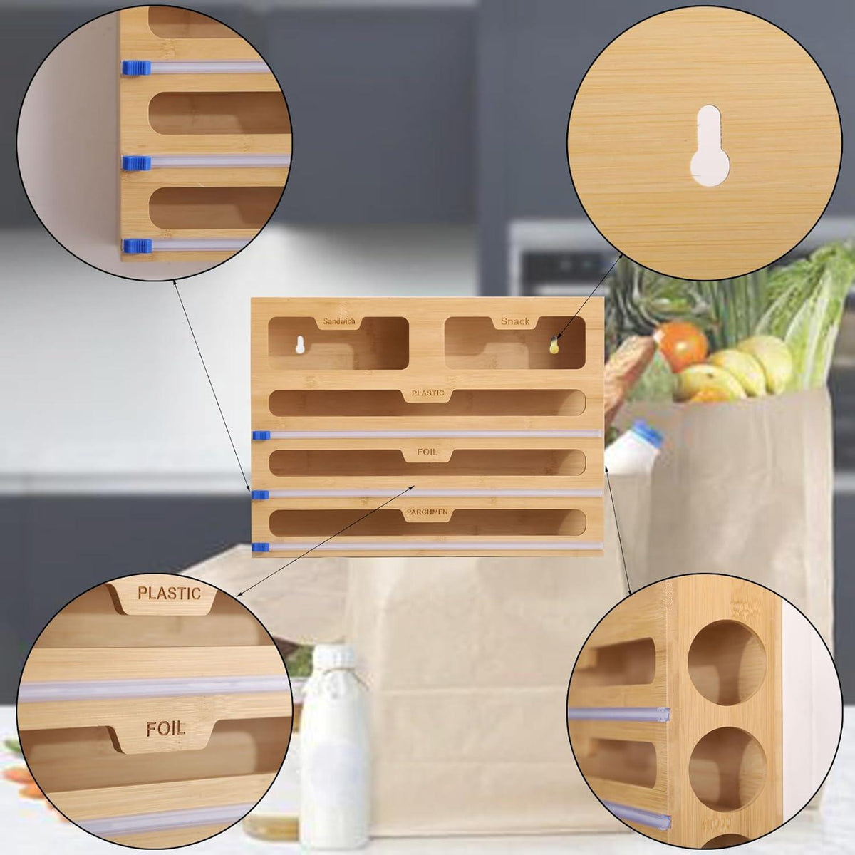 Frischhaltefolienbox Holz 5in1 Aufbewahrung Schneider Küche