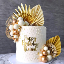 Goldene Palmblätter und Kugeln Cake Topper Set