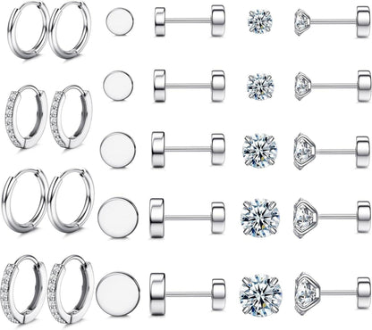 Opal Zirkonia Ohrringe Set Chirurgenstahl Silber Hypoallergen