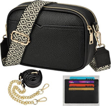 Damen-Umhängetasche Crossbody Bag PU Leder Schultertasche Schwarz