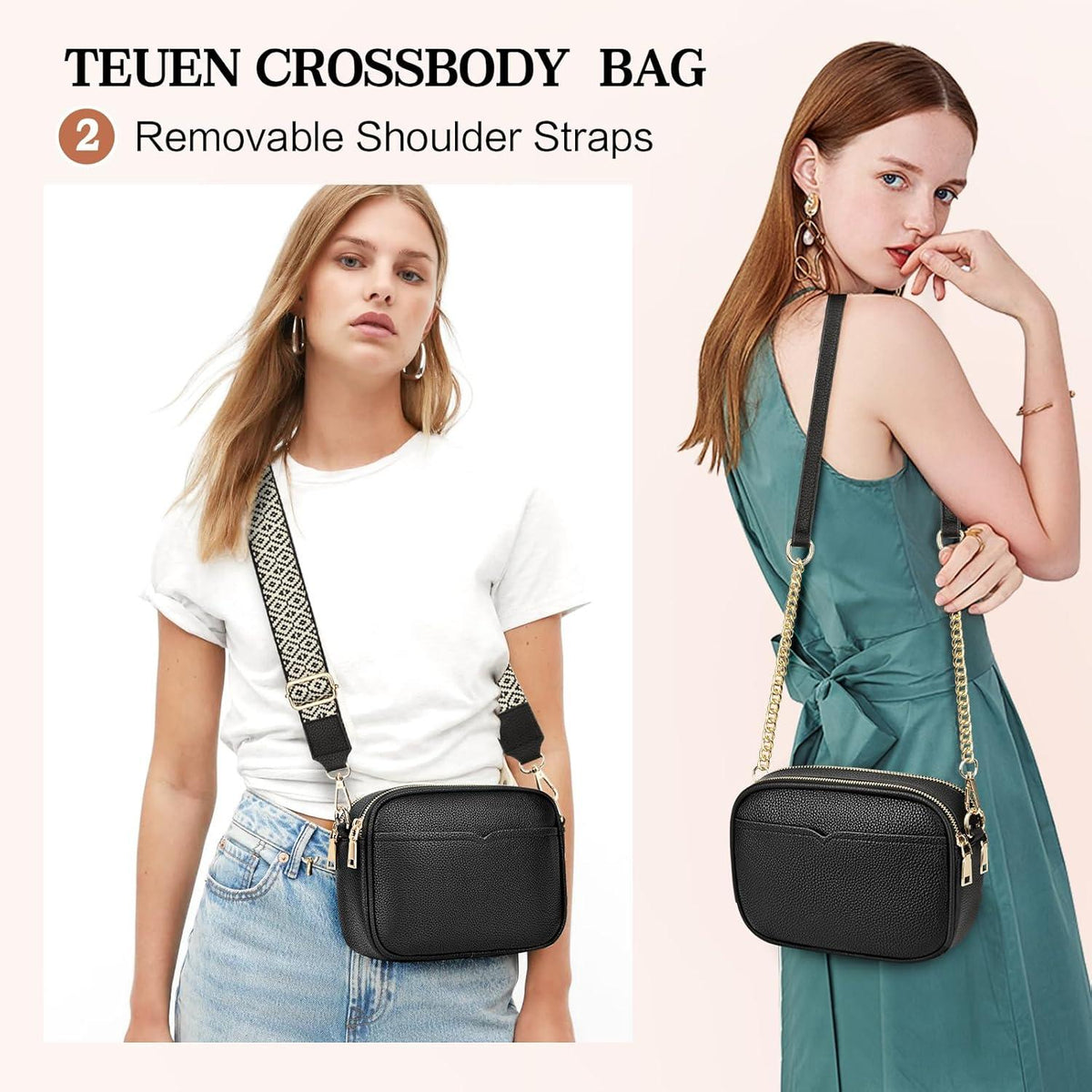 Damen-Umhängetasche Crossbody Bag PU Leder Schultertasche abnehmbarer
