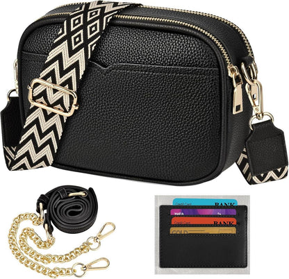 Damen-Umhängetasche crossbody PU Leder Schultertasche mit breitem