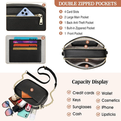 Damen-Umhängetasche crossbody PU Leder Schultertasche mit breitem