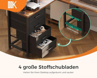 Eckschreibtisch L Form Vintage-Braun 155x110