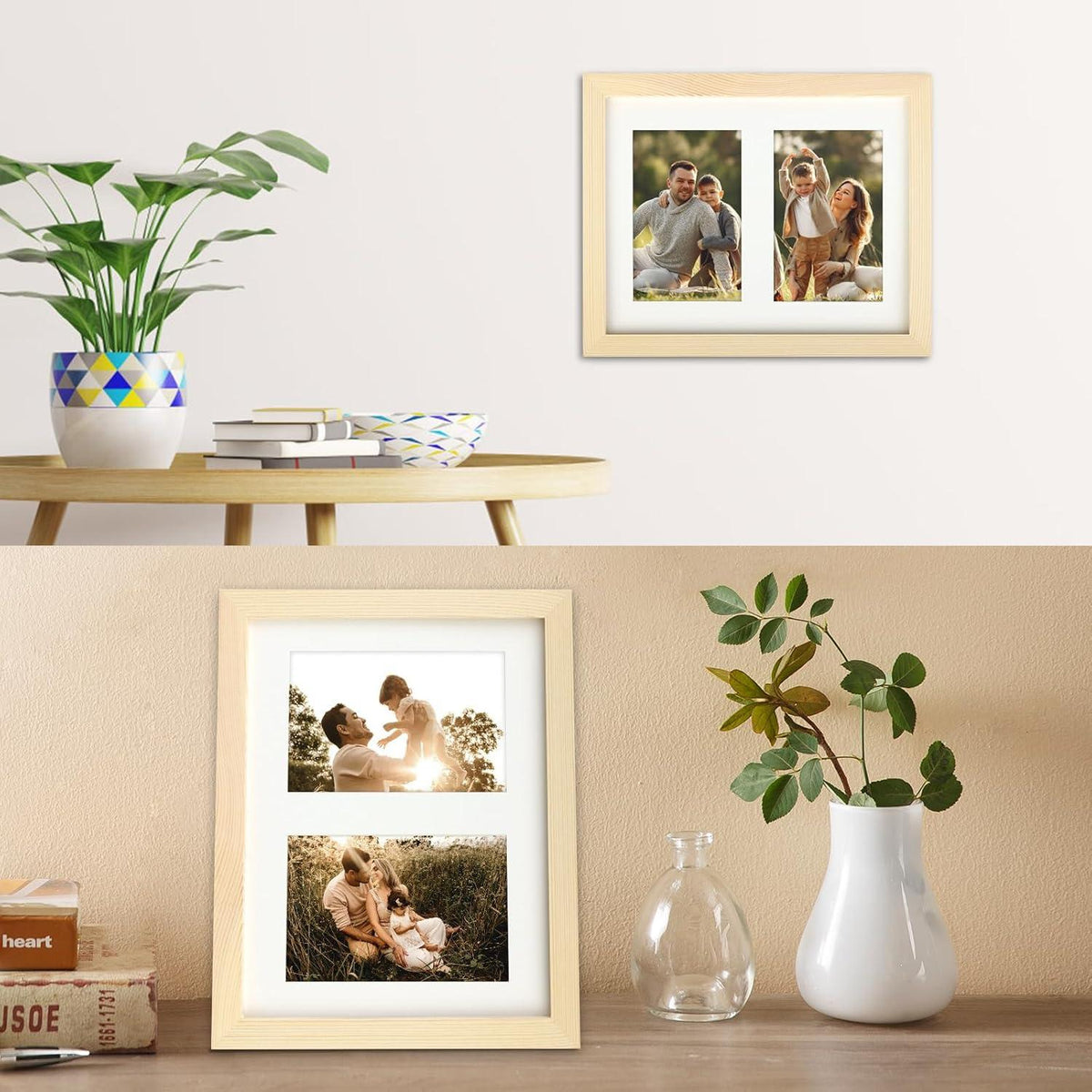 Modern Holzmaserung Bilderrahmen für 20x25 cm Foto - Doppelter 10x15 Rahmen