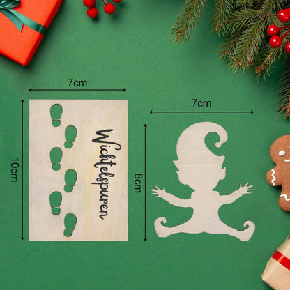 Wichtelschablone Fußabdrücke Kreativset Weihnachten Deko Gold