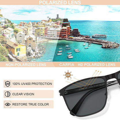 CARFIA Herren Sonnenbrille Polarisierte UV400 Schutz Metallrahmen Outdoor Brille