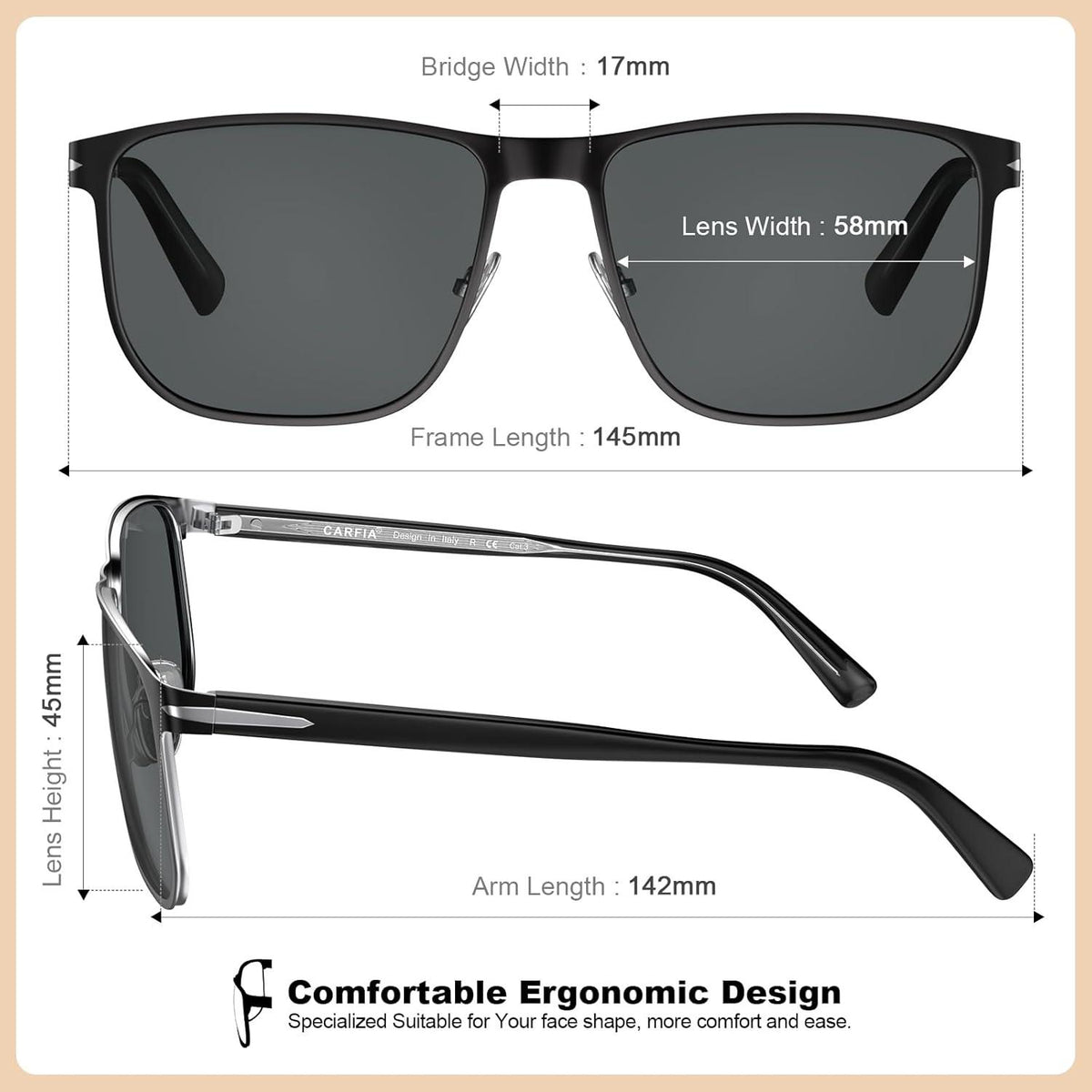 Herren Sonnenbrille Polarisierte UV400 Schutz Metallrahmen Outdoor