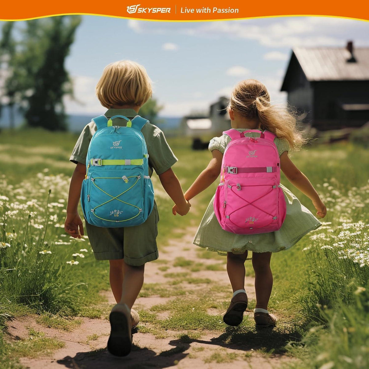 Kinderrucksack 15L Wanderrucksack mit Brustgurt Rosa