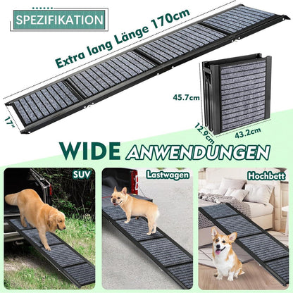 Extra Lange Hunderampe Auto Klappbar – Stabil & Rutschfest bis 110kg