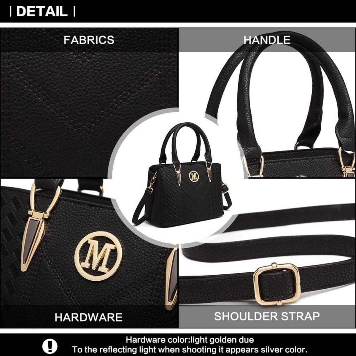 Handtasche Damen Mittelgroß Elegant Henkeltasche Citytasche 2-schwarz