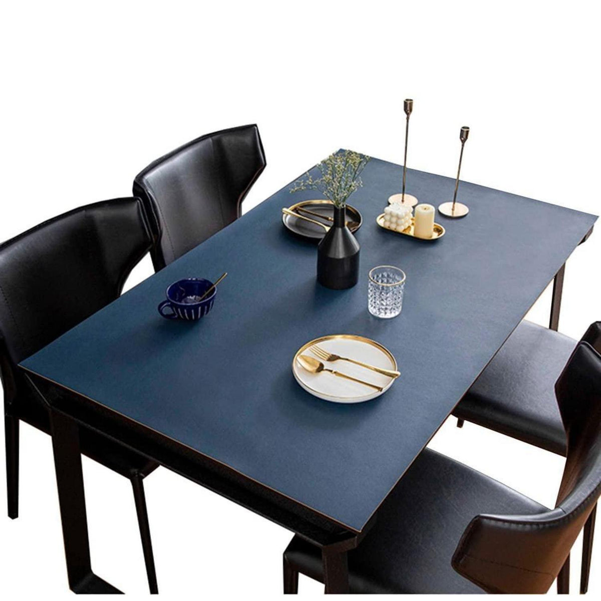 PU Tischdecke Wasserdicht Blau-Orange 80x180cm