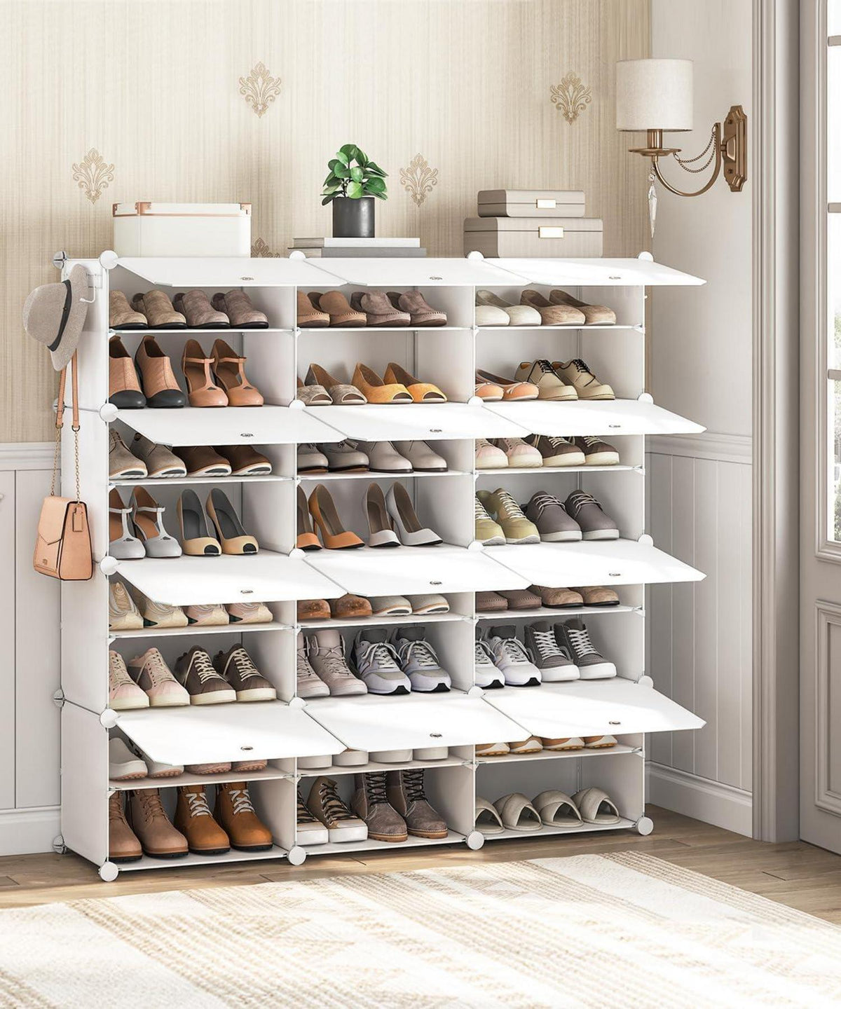 Schuhregal mit Türen und 12 Fächern für 48 Paar Schuhe 120 x