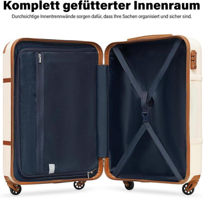 Hartschalen Koffer Set 6tlg 4 Rollen TSA-Schloss Blau/Braun