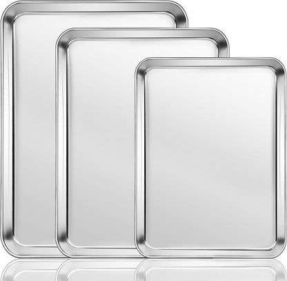Edelstahl Backblech Set 3-teilig Antihaftbeschichtet Tiefe Seiten