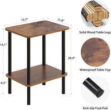 Holz Beistelltisch 2 Tier Nachttisch Schmal mit Stauraum