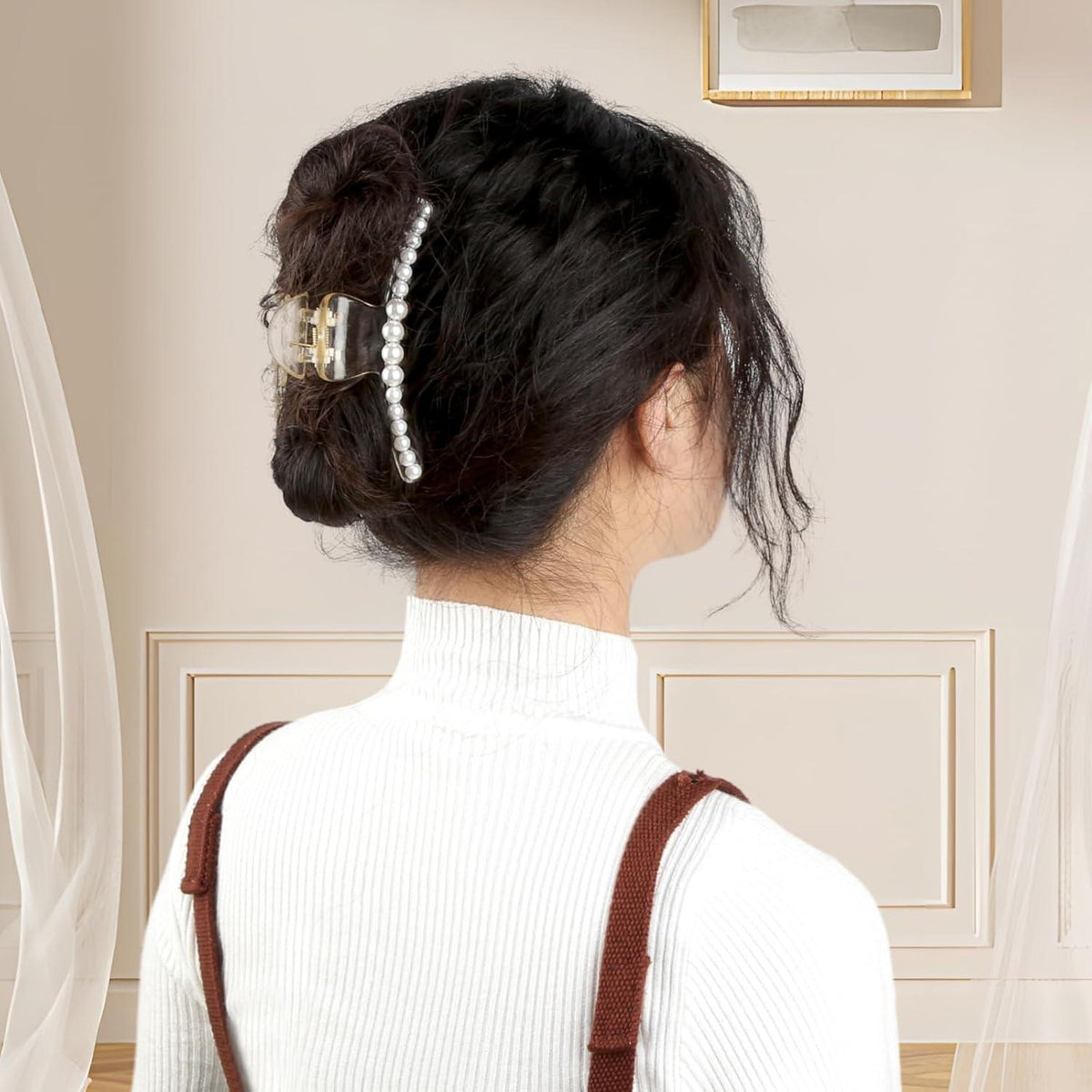 6er Set Perlen Haarklammer Groß Haarspangen Damen Rutschfest Elegante Haarspange