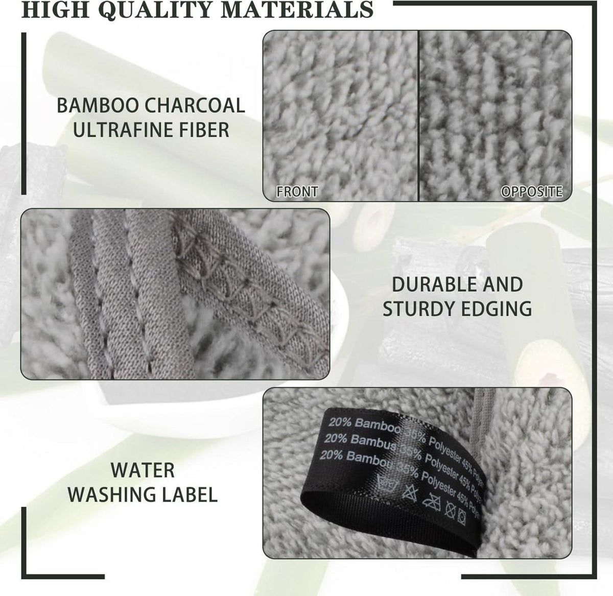 2er Pack Mikrofaser Handtuch 50x100cm Grau Bambuskohle saugfähiges Handtuch