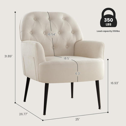Bequemer Lounge Sessel mit Seitentasche – Modernes Design in Beige