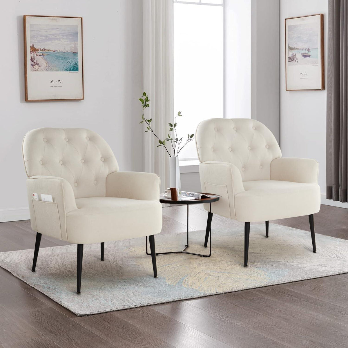 Bequemer Lounge Sessel mit Seitentasche – Modernes Design in Beige