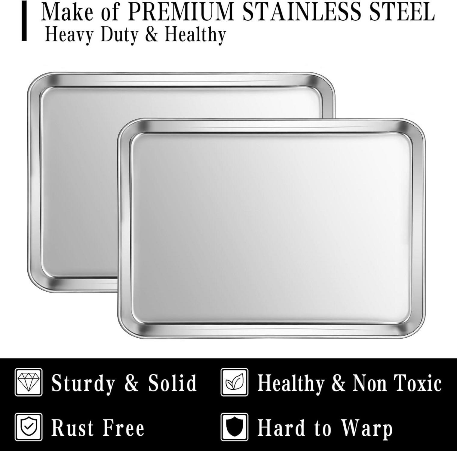 Backblech Edelstahl 2er Set 31.5x24.5x2.5cm Rostfrei Spiegel Finish