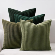Kissenbezug 60x60 cm Dunkelgrün Kordsamt 4er Set flauschig Farbverlauf