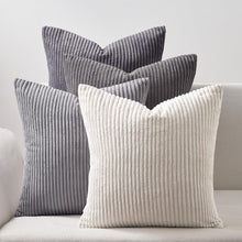 Kissenbezug 60x60 cm 4er Set Kordsamt Dekokissen flauschig Grau