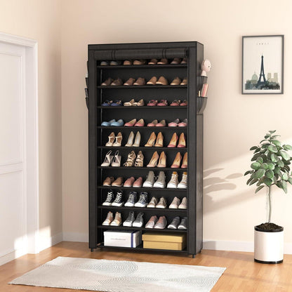 Schuhregal 10 Ebenen für 50 Paare, schwarz, staubdichte