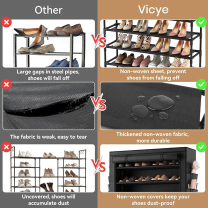 Vicye Schuhregal 10 Ebenen Schwarz Staubdicht Metallgestell