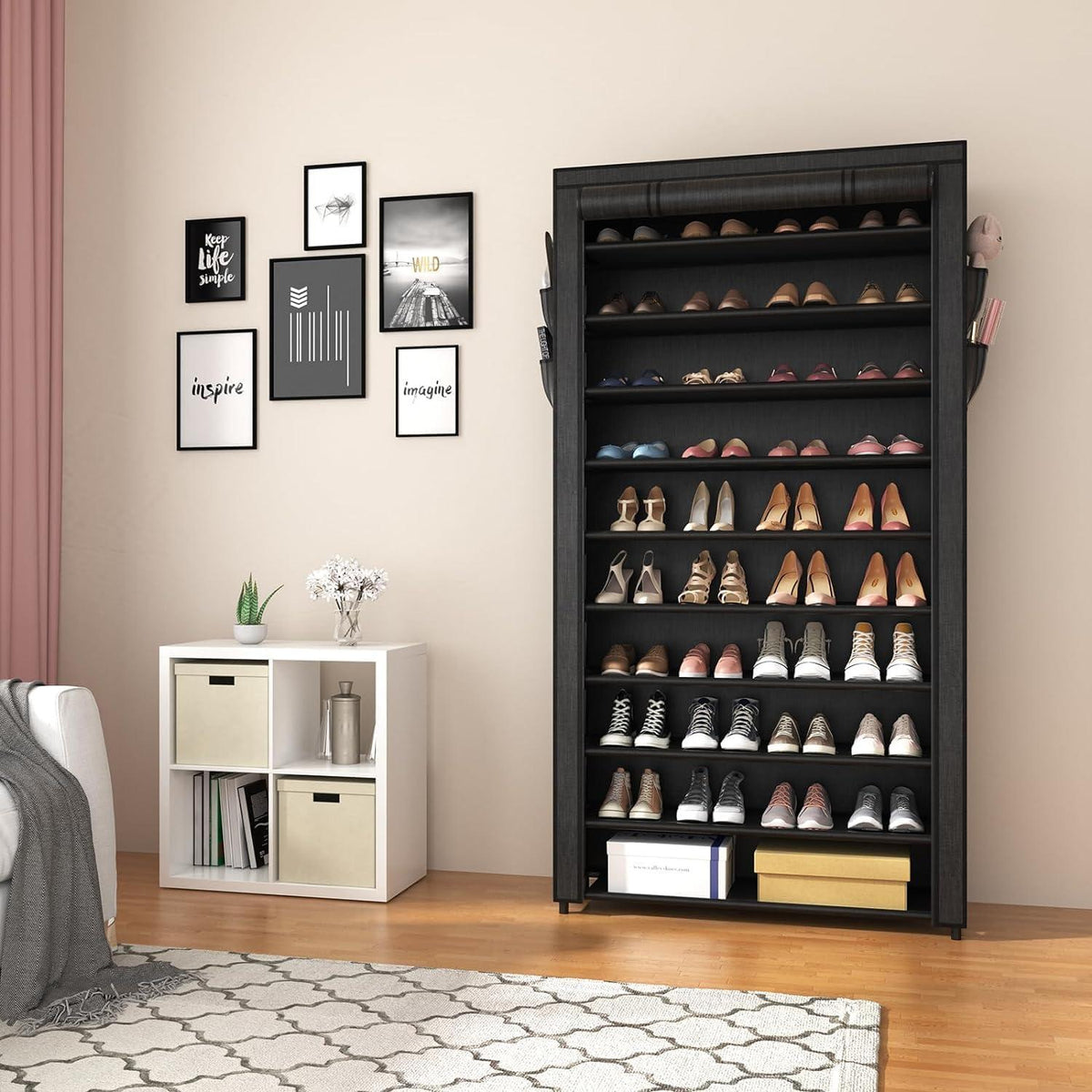 Vicye Schuhregal 10 Ebenen Schwarz Staubdicht Metallgestell