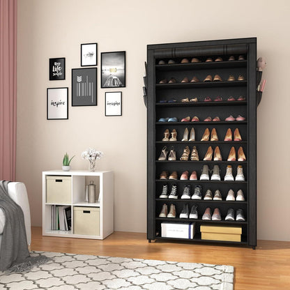 Vicye Schuhregal 10 Ebenen Schwarz Staubdicht Metallgestell