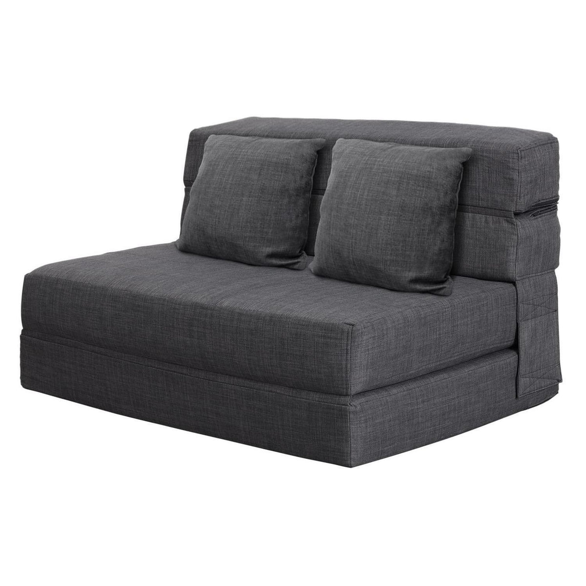 Doppel Schlafsofa mit Memory Schaum & Kissen – Dunkelgrau