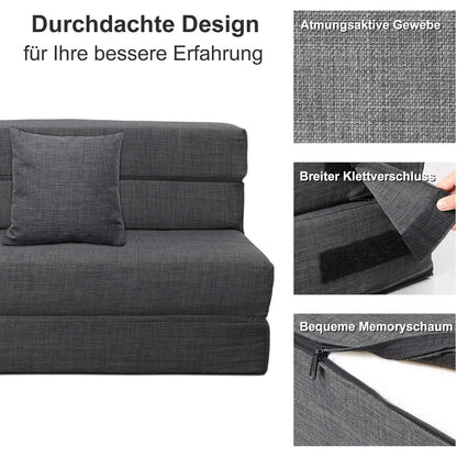Doppel Schlafsofa mit Memory Schaum & Kissen – Dunkelgrau