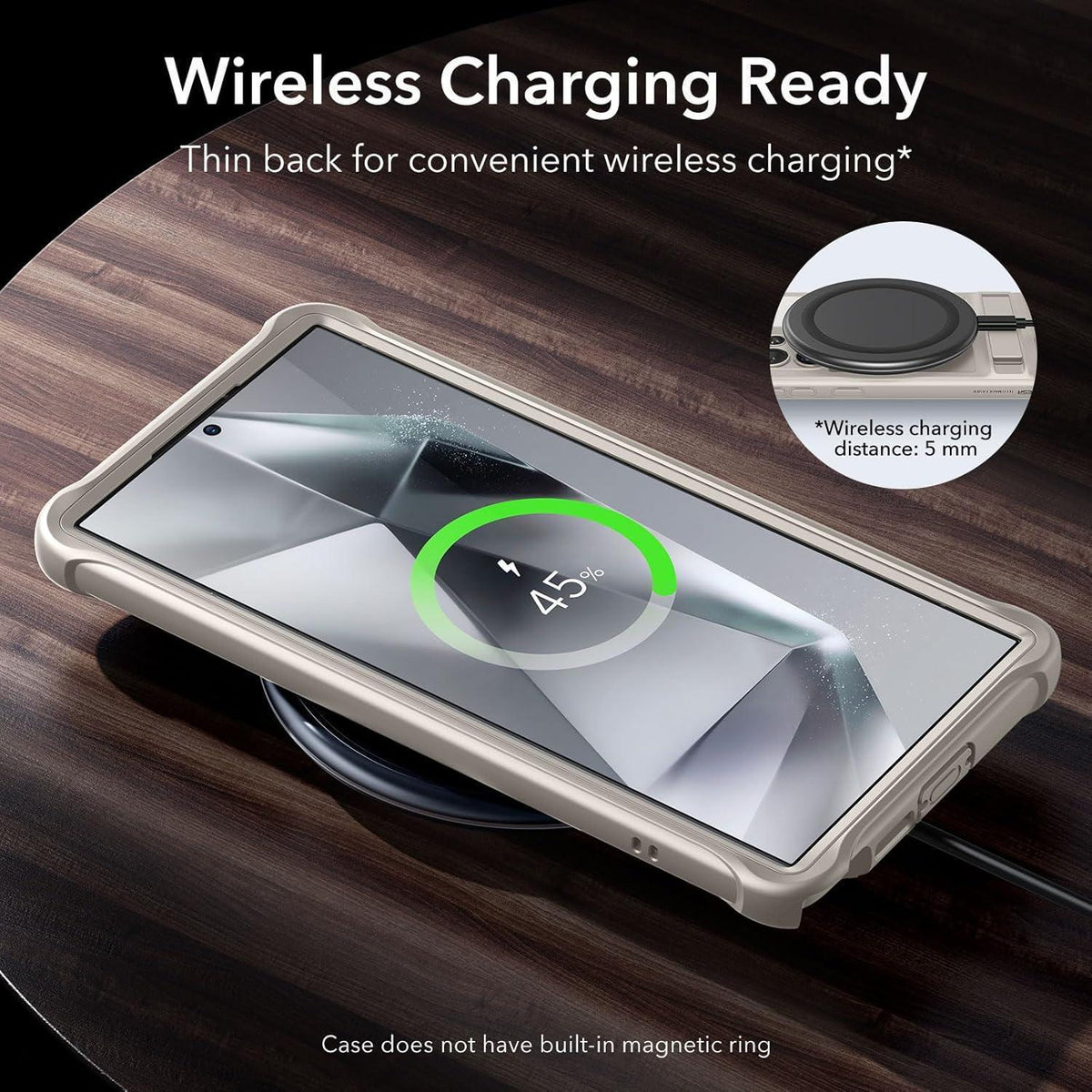 Galaxy S24 Ultra Hülle mit Ständer & Militärschutz, Klares Grau